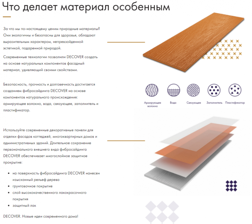 Фибросайдинг DECOVER 3600 x 190 x 8 мм Цвет терракота купить в Твери