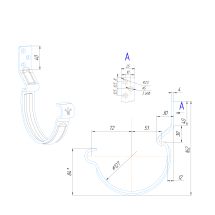 Крюк короткий усиленный модернизированный с комплектом крепления Aquasystem, PU MATT, RAL 7024 Тёмно-серый 125/90