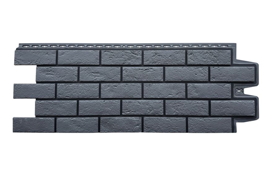 Фасадная панель Grand Line, Состаренный кирпич Design, Графит, шов RAL 9005 купить в Твери