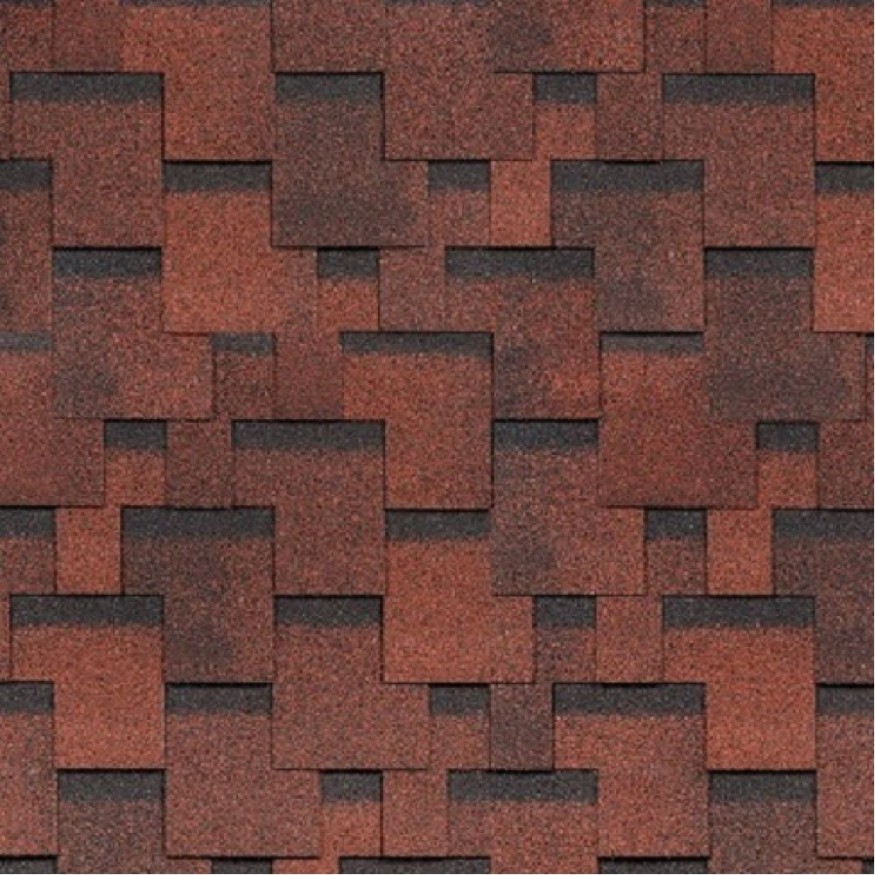 Гибкая черепица Shinglas, Финляндия, Аккорд, Красный цвет. купить в Твери